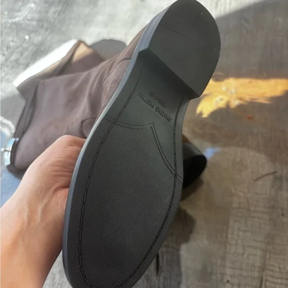 Faux Suede Chocolate Brown flat Boots - Picture 4 of 4